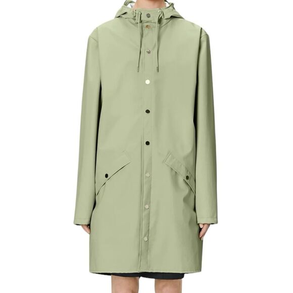 RAINS HOODED LONG RAINCOAT, UNISEX, MINT GREEN, large - Picture 1 of 8
